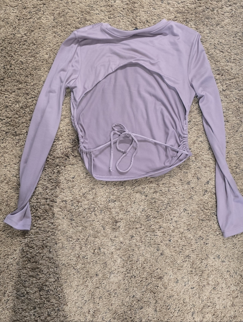 Lavender Long-Sleeve Ruched Drawstring Top - Picture 3 of 5
